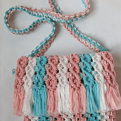 Macrame bag in cheerful colors