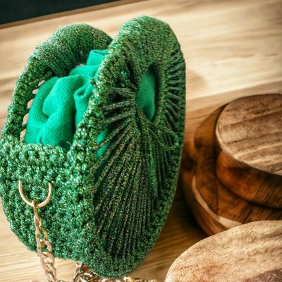 Crochet bag with metal rings