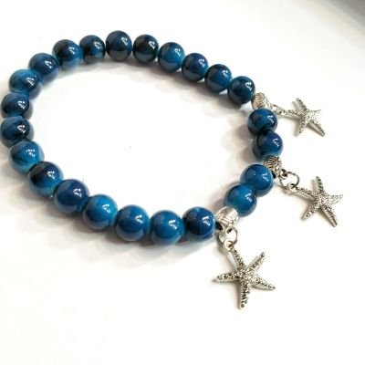 Bracelet alabaster stone blue colour 