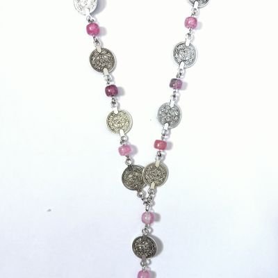 Necklaces alabaster stone pink colour 