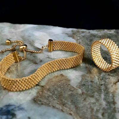 A set of golden color by Miyuki beads