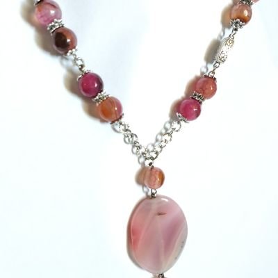 Necklaces agate stone pink colour 