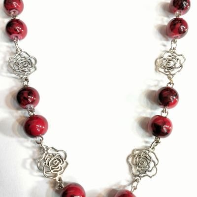 Necklaces alabaster stone red colour 