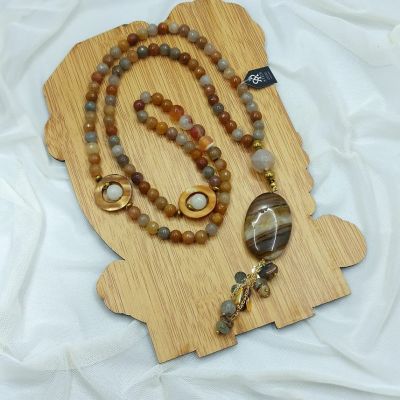 A 99-bead rosary and a necklace design made of agate stones