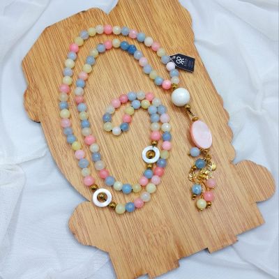 A 99-bead rosary and a necklace design made of agate stones