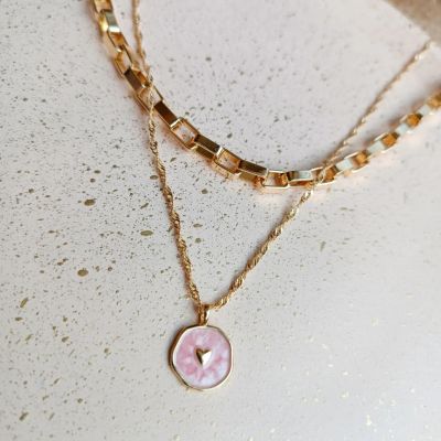 Heart necklace "pink"