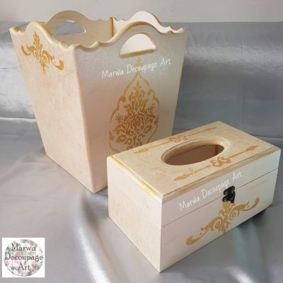 Set of two pieces basket & tissue box