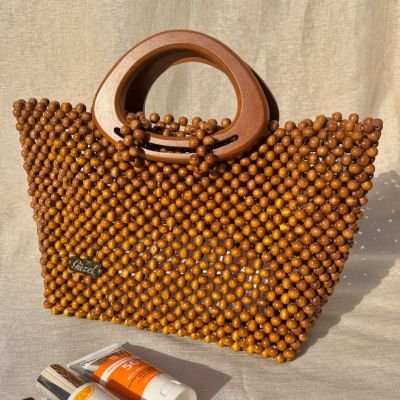 Beach bag made of wood grains, jumbo 