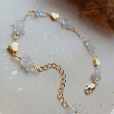 Golden heart stone bracelet