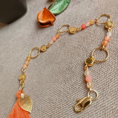 Tiny agate bracelet "orange colour palette"