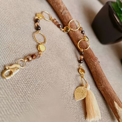 Tiny agate bracelet "brown colour palette"