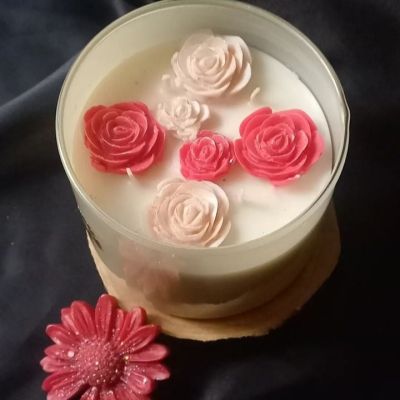 candle jar 450 gram (flower topping ) 