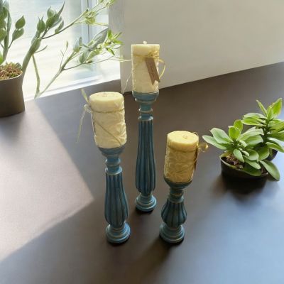 Wood Candlesticks 3 pieces 