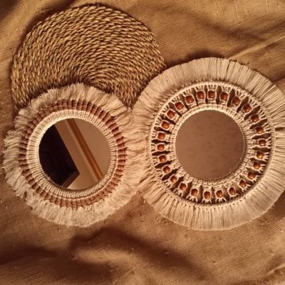 Set of 2 boho macrame mirrors 