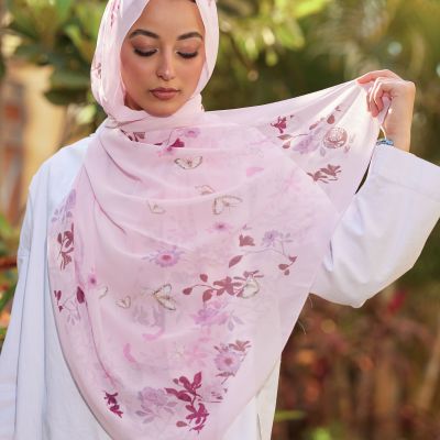 Butterfly blossom chiffon scarf