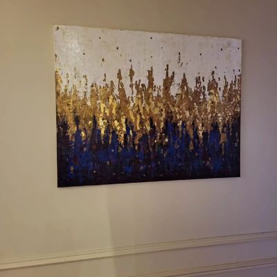 Oil painting on canvas and gold leaf.