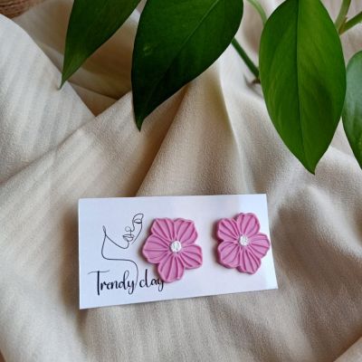 polymer clay flower stud earrings 