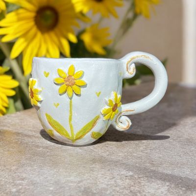 Sunflowers porcelain mug