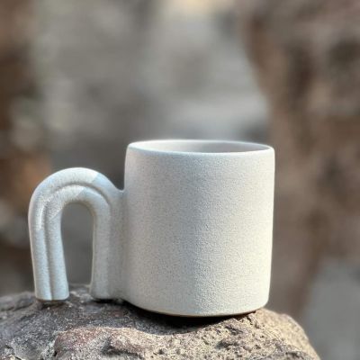 A mug with a rocky texture