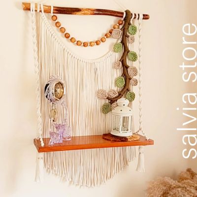 Macrame with wooden shelf