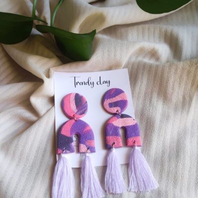 Violet marble dangle earrings