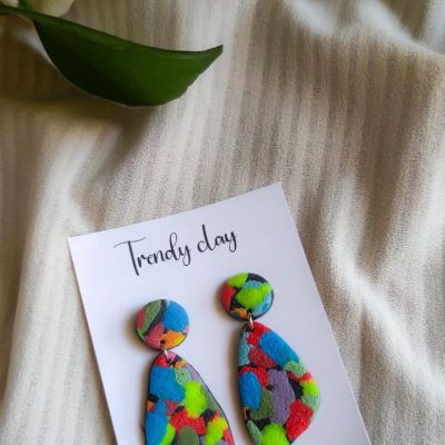 Colorful marble earrings  💛💛💛