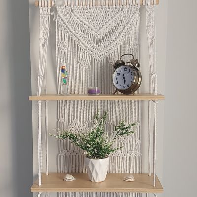 Macrame wall hanging shelf 