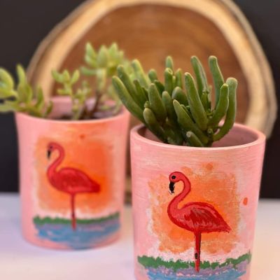 Flamingo plant pot