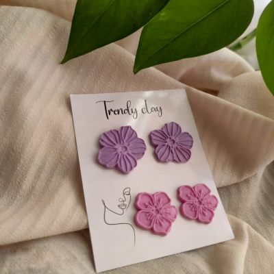  Purple and pink rose earrings