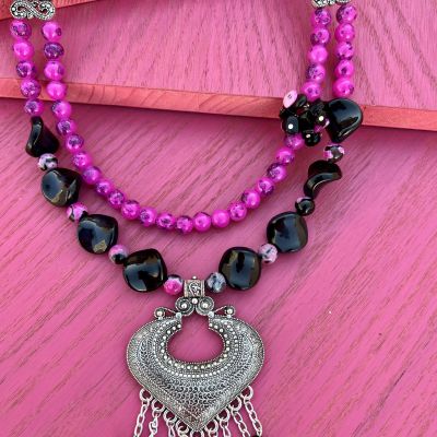 Agate stone double layer neclace