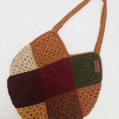 Crochet bag with colored squares