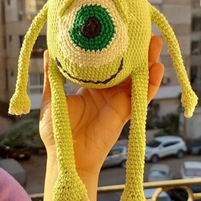 Mike Wazowski crocheted doll