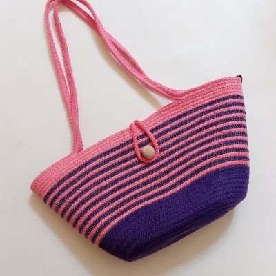 Pink and purple beach cord rope bag 