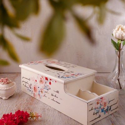 Tissue box with organizer 