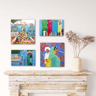 El Nuba lover - Set of 4 paintings 