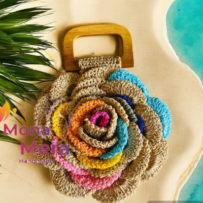 Flower raffia bag