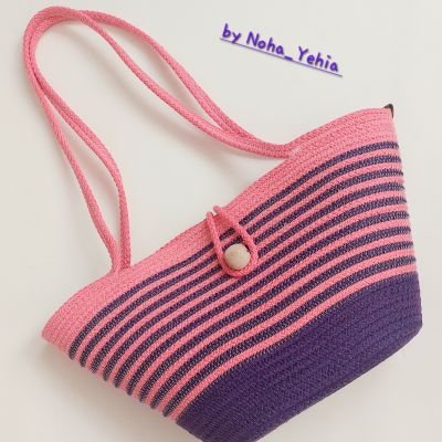 Purple cotton rope beach bag 