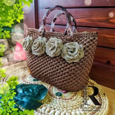 Handmade bag decorated with flowers 