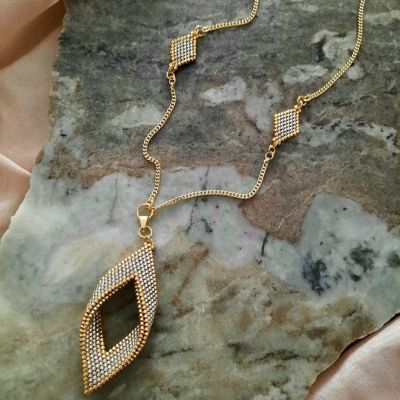 Silver and gold leaf necklace by Miyuki beads