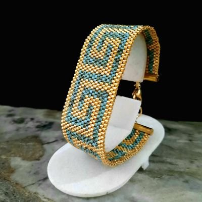 Turquoise Versace style bracelet by Miyuki beads