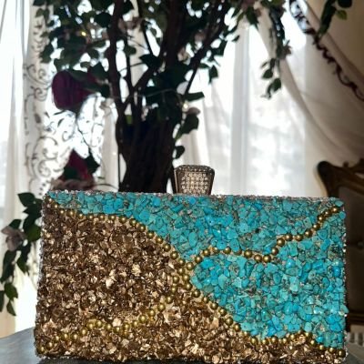 Clutch handmade with stone 