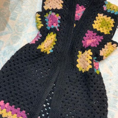 Black cardigan with granny squares