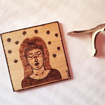 Dreamy Lady - Hand-burned Square