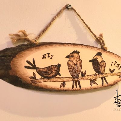 Singing Birds - Hand-burned Tree Slice