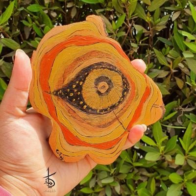 Colorful Camel - Hand-Burned Tree Slice