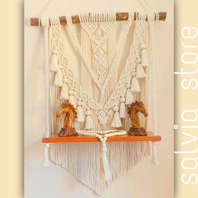 Macrame with wooden shelf 