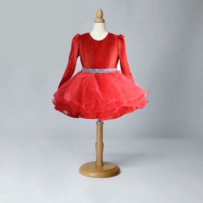 Red tulle party dress