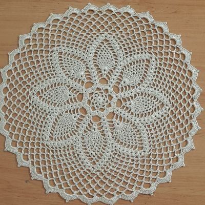 Crochet tablecloth ,material silk thread, off white colour, size 45cm