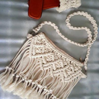 Macrame work with linen clutch