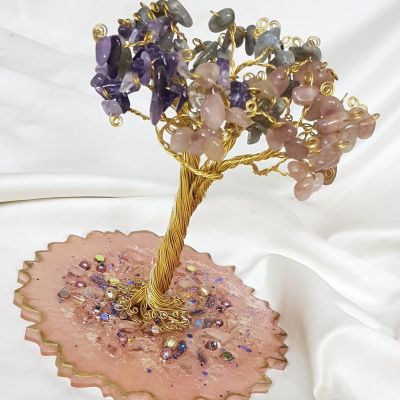 Handmade tree with rose resin base